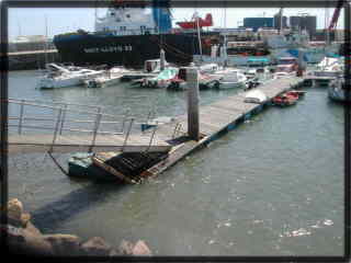 Damage to the walkway and floats