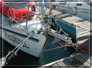 The stainless steel bow sprit Tertius and I made